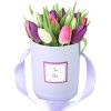 Шляпная коробка ассорти "Фиолет" (15 тюльпанов ) фото