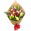 45 тюльпанов "Драже" (белый, жёлтый, красный, пурпурный и пионовидный) фото