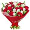 Букет "Безупречность" (красные розы, белые тюльпаны) фото