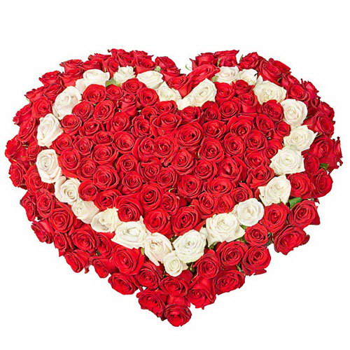 Фото товара 101 роза сердцем - три слоя