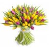Фото товара 75 тюльпанів мікс (всі кольори) в кошику