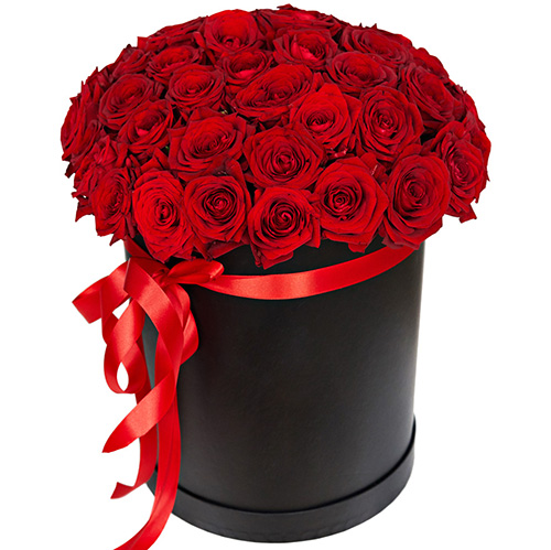 Фото товара 51 троянда червона в капелюшній коробці