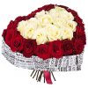 Фото товара 101 троянда серце - біла і червона