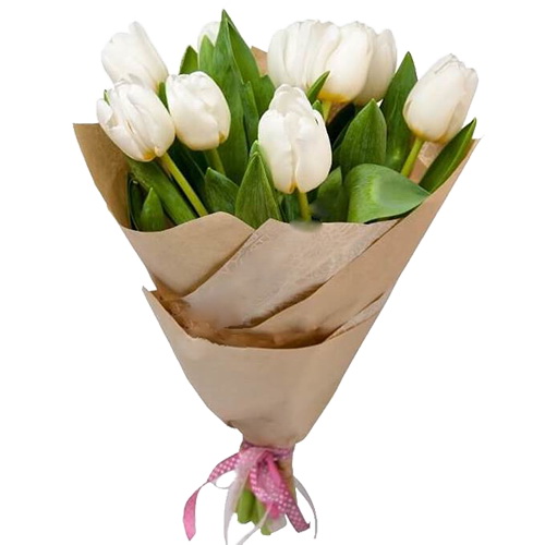 Фото товара 11 білих тюльпанів